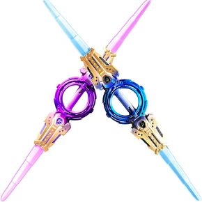 2 pcs Rotating Lightsaber Toy Set, 43 inches Long, with hit-Sensitive Sound Effects,Perfect for Rave Parties, Role-Playing, and Shows (Purple and Blue Dual Packs) in Kuwait
