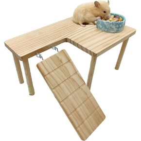 Wooden Hamster Platform with Ladder Rat Climbing Activity Playground Platform Cage Accessories Decor for Dwarf Syrian Hamster Gerbil Rat Mice (Middle) in Saudi Arabia