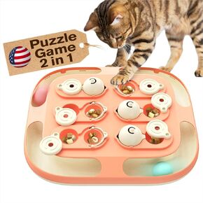 KADTC 3 Ways to Play - Large Size Cat Treat Puzzle Toy U.S. Brand & Design Track Balls & Peek-and-Play Box for Indoor Cats Puzzles Slow Feeder Kitten Enrichment Toys Interactive Brain-Teasing Game in Saudi Arabia