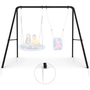 إطار متأرجح، حامل متأرجح بمقعدين مع أوتاد أرضية، معدن سميك شديد التحمل، إطار حامل يدعم ما يصل إلى 440 رطل، للأطفال والكبار في الأماكن المغلقة والمفتوحة (بدون مقعد) in Kuwait