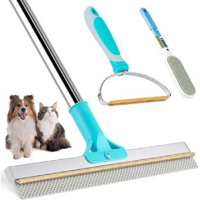 3-Pack Pet Hair Remover Tools, Carpet Rake for Pet Hair Removal, Long Handle Double-Sided Carpet Fur Removal Lint Scraper Brush Dog Cat Hair Remover for Sofa, Couch, Rug, Stairs, Clothes, Blue in Saudi Arabia