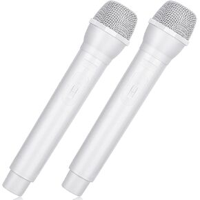 Facmogu 2PCS Fake Microphone Prop, Plastic Realistic Prop Microphone, Pretend Mics Simulate Speech Practice, Mic Prop for Karaoke Costume Role Play Christmas Cosplay Music Birthday Party Favors - Red in Kuwait