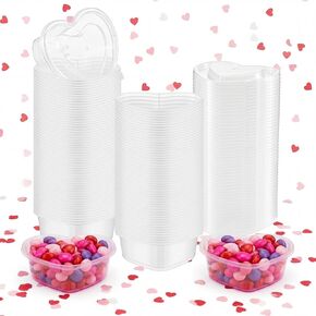Yinkin 100 Pcs Heart Shaped Storage Containers 5 oz Heart Box Transparent Plastic Heart Containers with Lids Organizer Box for DIY Art Craft Making in Kuwait