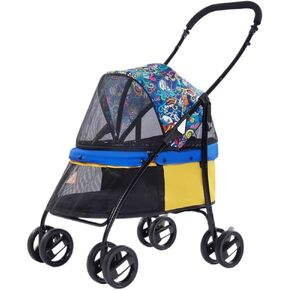 Pet Strollers Panoramic Perspective Lightweight Folding Pet Stroller Pet Stroller for Outdoor Play Cat and Dog Stroller Pet Stroller Medium(Red) in Saudi Arabia