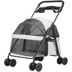 Pet Strollers Pet Stroller For Cats And Dogs, Small Dog Stroller, Small Dog And Cat Stroller, Outdoor Lightweight Stroller Pet Stroller Medium(White) in Kuwait
