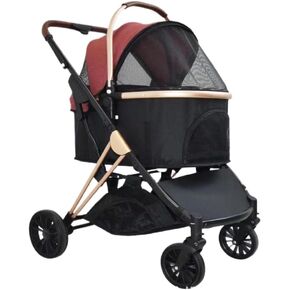 Pet Strollers Three-in-one Detachable Folding Pet Stroller, Cat And Dog Stroller, Pet Outing Stroller, Cat Stroller Pet Stroller Medium(Red) in Kuwait