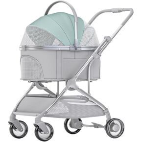 Pet Strollers Pet Stroller Aluminum Tube Pull Rod Pet Stroller Bag Separated Cat And Dog Car Travel Foldable Pet Stroller Pet Stroller Medium(Blue) in Kuwait