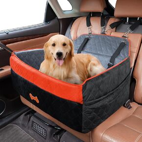 PetsHome Dog Car Seat for Medium Large Dogs, Detachable Washable Pet Booster Seat with Memory Foam Cushion, Side Pockets, 2 Clip-On Safety Leashes Pet Car Seat for Dog Up to 60 lbs/2 Small Dogs-Black in Saudi Arabia