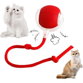 كرة القطط المتدحرجة التفاعلية - لعبة مضغ أوتوماتيكية 360 درجة للقطط النشطة، ألعاب القطط الصغيرة للكلاب، كرة الحيوانات الأليفة الذكية الأوتوماتيكية السريعة - ألعاب القطط (أحمر) in Kuwait