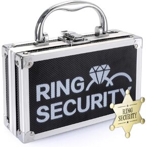 مجموعة مغامرات حامل خاتم الزفاف من Ring Security - حقيبة صندوق مقاس 7.09 بوصة مع شارة معدنية | مثالية لهدايا الحامل والحفلات ذات الطابع الخاص وتخزين كنز ألعاب التجسس (أسود) in Kuwait