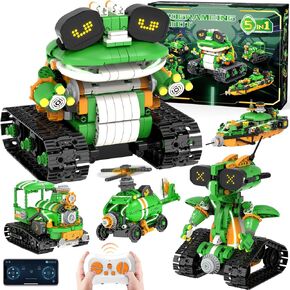 STEM Robot Building Toys for Kids 6-12, 5in1 App & Remote Control STEM Tractor Frog Robot Building Kits, 732PCS DIY Educational Construction Building Block Set for Kid, Erector Set Gift for Boys Girls in Kuwait