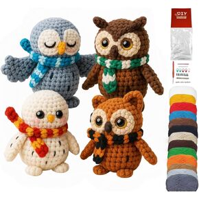 GUOXIAOER 6Pcs Crochet Kit for Beginners, DIY Craft for Adults, Great Gife for Crochet Lovers, Crocheting Animal Kits with Step by Step Videos,Yarn,Crochet Hook,Birthday, Holiday Gift (Crochet A) in Saudi Arabia