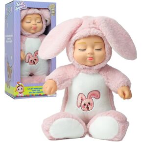 دمية حيوانات قطيفة تغني تفاعلية، دمية طفل حديث الولادة مقاس 14 بوصة، لعبة قطيفة ناعمة مع صندوق موسيقى بوظيفة الغناء التفاعلي، قبعة دمية طفل قابلة للإزالة. دمية نوم مناسبة للأطفال الصغار. in Kuwait