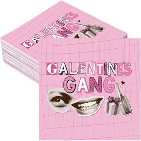 Nuogo 50 Pcs Galentines Gang Napkins 6.5 x 6.5 Inch Galentines Day Decorations Valentines Pink Cocktail Napkins for Ladies Valentines Day Party Favors Table Decor Photo Props in Kuwait