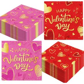 48Pcs Valentines Napkins Disposable Valentine's Day Napkins Heart Paper Napkins for Valentine's Day Decorations - Wedding Birthday Valentine Party Supplies in Kuwait