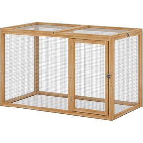 Magshion Outdoor Chicken Coop Run with Ventilated Wire Fence, Top Access, Wooden Bunny Cage Poultry Hutch for Small Animals up to 2 Chickens (Standard Size) or 4 Bantams, 45" Natural in Kuwait