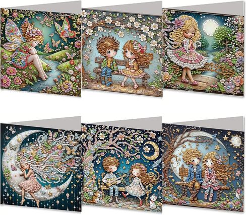 DIZAKIM 6-Piece Christmas-Themed Diamond Painting Greeting Cards Christmas Eve DIY Craft Kit Birthday Gift (Insects) in Saudi Arabia