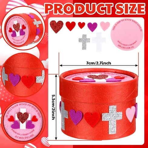 Eersida 24 Pcs Inspirational Valentine Prayer Box Craft Kit Religious Crafts Valentine's Day DIY Handmade Box for Sunday Art Activities in Saudi Arabia