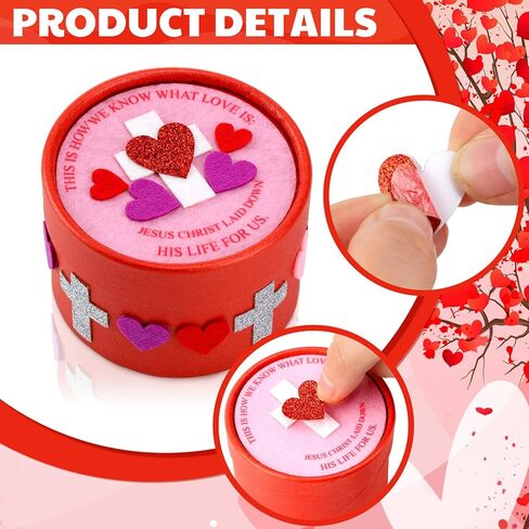 Eersida 24 Pcs Inspirational Valentine Prayer Box Craft Kit Religious Crafts Valentine's Day DIY Handmade Box for Sunday Art Activities in Saudi Arabia