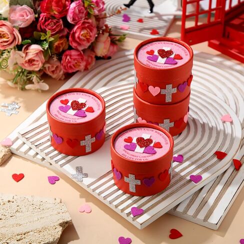 Eersida 24 Pcs Inspirational Valentine Prayer Box Craft Kit Religious Crafts Valentine's Day DIY Handmade Box for Sunday Art Activities in Saudi Arabia