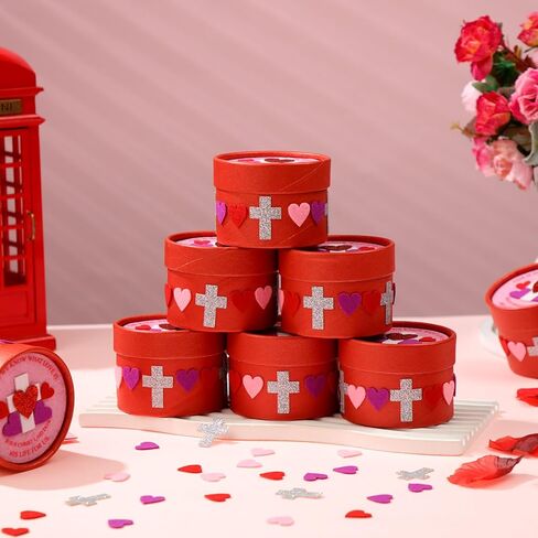 Eersida 24 Pcs Inspirational Valentine Prayer Box Craft Kit Religious Crafts Valentine's Day DIY Handmade Box for Sunday Art Activities in Saudi Arabia