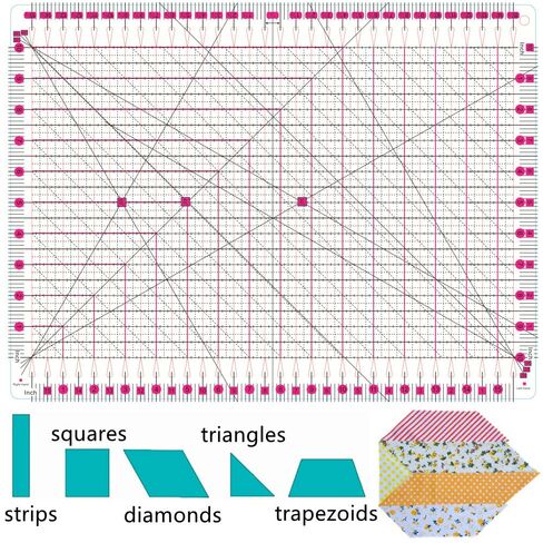 Slotted Quilting Ruler,15.5" x 10" Slotted Rulers for Quilting and Sewing Quilt Strip Rulers for Fabric Cutting in Saudi Arabia