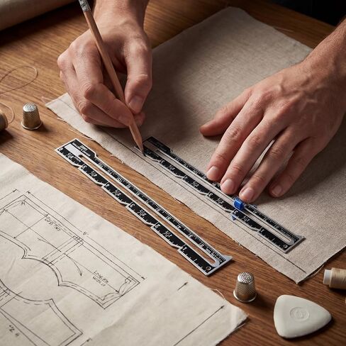 Konohan 12 Pcs Sliding Gauge Sewing Measuring Tool Stainless Steel Quilting Ruler 6 Inch Metal Sewing Rulers and Guides for Knitting Crafting Sewings Beginner Hemming Measuring in Saudi Arabia