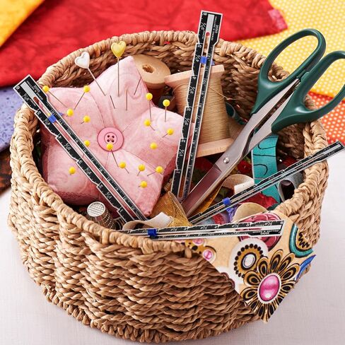 Konohan 12 Pcs Sliding Gauge Sewing Measuring Tool Stainless Steel Quilting Ruler 6 Inch Metal Sewing Rulers and Guides for Knitting Crafting Sewings Beginner Hemming Measuring in Saudi Arabia
