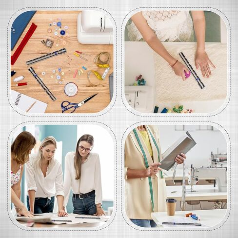 Konohan 12 Pcs Sliding Gauge Sewing Measuring Tool Stainless Steel Quilting Ruler 6 Inch Metal Sewing Rulers and Guides for Knitting Crafting Sewings Beginner Hemming Measuring in Saudi Arabia