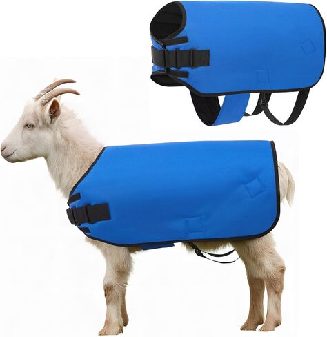 Weatherproof Goat Blanket for Winter Sheep and Calf Blanket Soft Fleece Lining Goat Coat for Show Goats, Pets & Livestock Adjustable Belly Straps for Secure Fit (Navy Blue,Size M) in Saudi Arabia