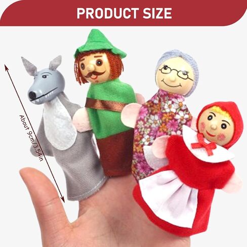 4Pcs/Set Hand Puppets for Kids, Little Red Riding Hood Hand Puppets Toy Interactive Role Playing Cartoon Puppet Theater for Kids Toddler Storytelling in Kuwait