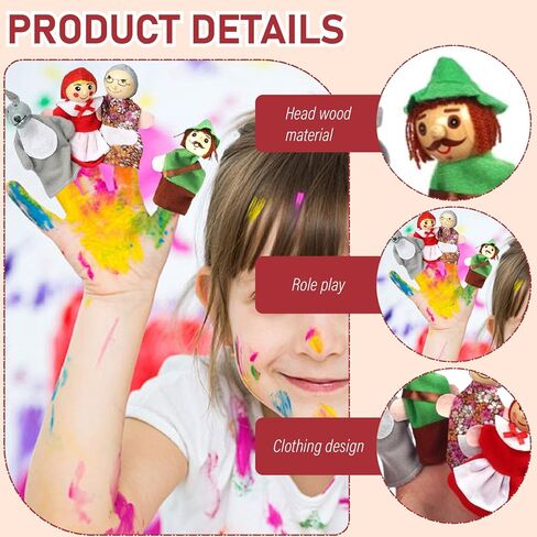 4Pcs/Set Hand Puppets for Kids, Little Red Riding Hood Hand Puppets Toy Interactive Role Playing Cartoon Puppet Theater for Kids Toddler Storytelling in Kuwait