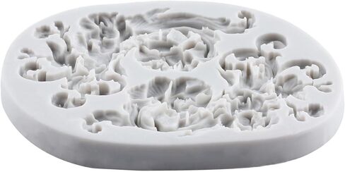 الباروك التمرير الإغاثة زهرة قالب السيليكون Curlicues التمرير الدانتيل بوليمر كلاي قوالب DIY بها بنفسك الحرف راتنجات الايبوكسي صب الهواء الجاف بوليمر كلاي الجص صنع المجوهرات in Kuwait