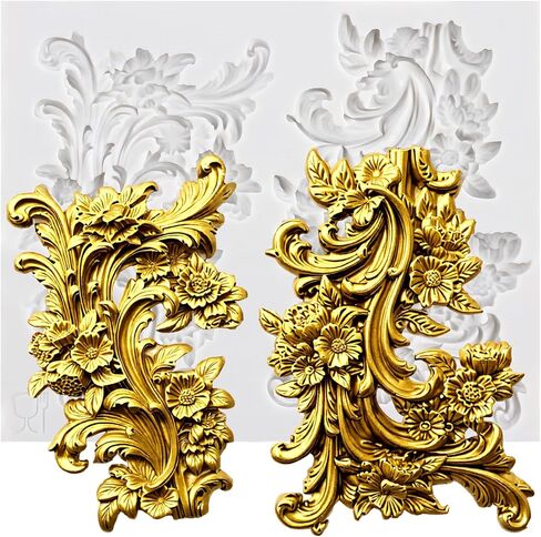 الباروك التمرير الإغاثة زهرة قالب السيليكون Curlicues التمرير الدانتيل بوليمر كلاي قوالب DIY بها بنفسك الحرف راتنجات الايبوكسي صب الهواء الجاف بوليمر كلاي الجص صنع المجوهرات in Kuwait