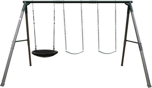700 lbs Swing Set Outdoor for Kids with Saucer Swing and Belt Swing, Metal Swingset with 3" Frame Stand and Adjustable Rope, Heavy Duty 8FT Sets for Backyard Playground, Ages 3+ in Saudi Arabia