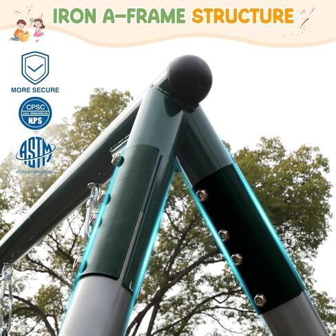 700 lbs Swing Set Outdoor for Kids with Saucer Swing and Belt Swing, Metal Swingset with 3" Frame Stand and Adjustable Rope, Heavy Duty 8FT Sets for Backyard Playground, Ages 3+ in Saudi Arabia