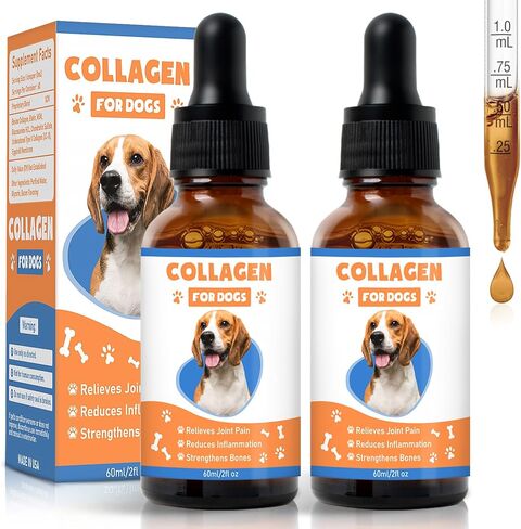 Collagen for Dogs,4.22oz (120ml) Liquid Collagen for Dogs,Enhances Joint Support,Flexibility,Cartilage and Mobility,Relieves Itching in Allergic,Liquid Drops Suitable for Cats and No Side Effects in Kuwait