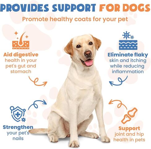 Collagen for Dogs,4.22oz (120ml) Liquid Collagen for Dogs,Enhances Joint Support,Flexibility,Cartilage and Mobility,Relieves Itching in Allergic,Liquid Drops Suitable for Cats and No Side Effects in Kuwait