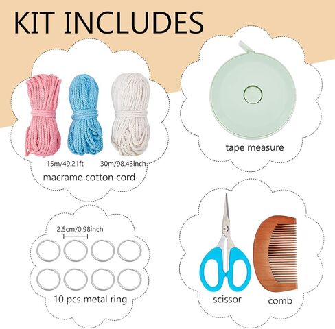 ACRNIGHEET 8 Set Macrame Keychain Kit Two Color Mix Boho Macrame Keychain for Adults Beginners Macrame and Knotting Craft Supplies with Instruction for Car Key Purse Phone Wallet Bag Charm in Saudi Arabia