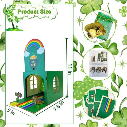 St Patricks Day Leprechaun Trap Kit For Kids Wood DIY Catch A Leprechaun Kit Saint Patricks Day Leprechaun Trap Supplies Art & Craft Kit For Leprechaun Trap St Patricks Day Kids Gifts (Green) in Saudi Arabia
