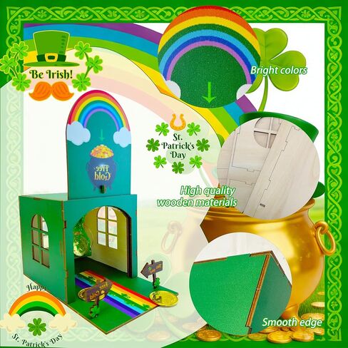St Patricks Day Leprechaun Trap Kit For Kids Wood DIY Catch A Leprechaun Kit Saint Patricks Day Leprechaun Trap Supplies Art & Craft Kit For Leprechaun Trap St Patricks Day Kids Gifts (Green) in Saudi Arabia