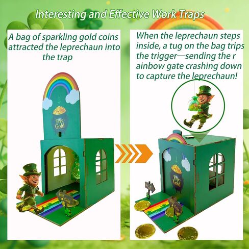 St Patricks Day Leprechaun Trap Kit For Kids Wood DIY Catch A Leprechaun Kit Saint Patricks Day Leprechaun Trap Supplies Art & Craft Kit For Leprechaun Trap St Patricks Day Kids Gifts (Green) in Saudi Arabia