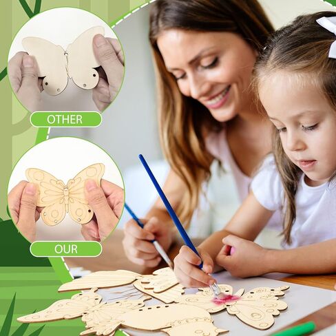 16 Pack DIY Wind Chime Kit for Kids 5.9'' Wooden Bird Butterfly Wind Chime Set with Paint Kit Rhinestone Glitter Heart Stickers Wooden DIY Arts for Crafts Spring Vbs Party School Birthday in Saudi Arabia