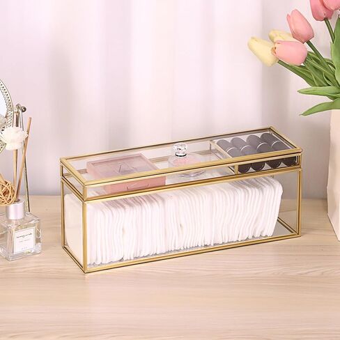 JUXYES Glass Nail Polish Set Storage Box with Tray and Lid, Double Tiers Personal Storage Box Organizer with Mirrored Bottom for Nail Polish Tweezer Manicure Tools Nail Art Accessories Tools Supplies in Saudi Arabia