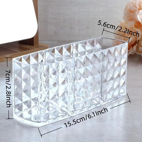 3 Compartment Cosmetic Acrylic Brushes Storage,Makeup Brush Holder Organizer for Makeup Brushes,Eyebrow Pencils,Lipsticks,Nail Polishes, and More in Saudi Arabia