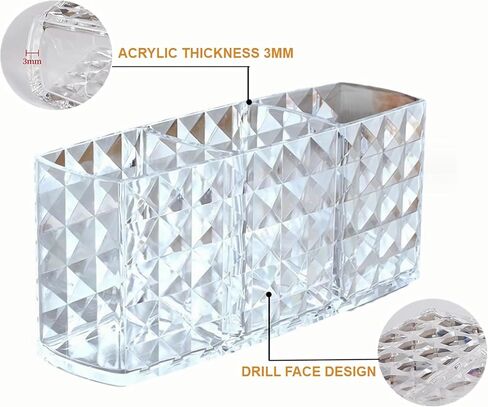 3 Compartment Cosmetic Acrylic Brushes Storage,Makeup Brush Holder Organizer for Makeup Brushes,Eyebrow Pencils,Lipsticks,Nail Polishes, and More in Saudi Arabia