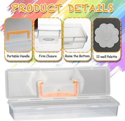 حقيبة فرشاة طلاء من WRENYZK مكونة من قطعتين، حاوية فرشاة طلاء بلاستيكية شفافة بمقبض أصفر، صندوق تخزين أدوات الرسم مع لوحة، منظم إمداد فني عملي للحرفيين الفنانين in Kuwait