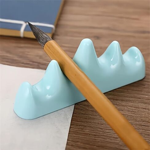 1PC Paint Brush Holder Calligraphy Brush Rest Stand Non-Rolling Keeper for Paintbrushes Pens Ink Painting Watercolor Drawing, Cyan, Blue in Saudi Arabia