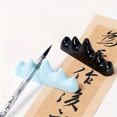 1PC Paint Brush Holder Calligraphy Brush Rest Stand Non-Rolling Keeper for Paintbrushes Pens Ink Painting Watercolor Drawing, Cyan, Blue in Saudi Arabia