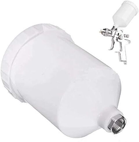 Spray Gun Cup, ABS Plastic Gravity Feed Paint Cup Replacement Pot w/ 20mm Thread Connector for Model Spray Guns, 600ml/20.3 oz in Saudi Arabia